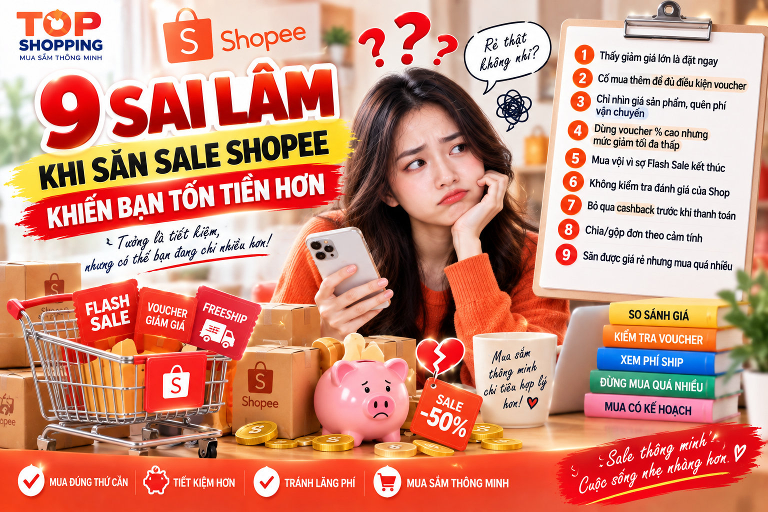 Săn Sale Shopee Thế Nào Mới Thực Sự Rẻ? 9 Sai Lầm Khiến Bạn Tốn Tiền Hơn