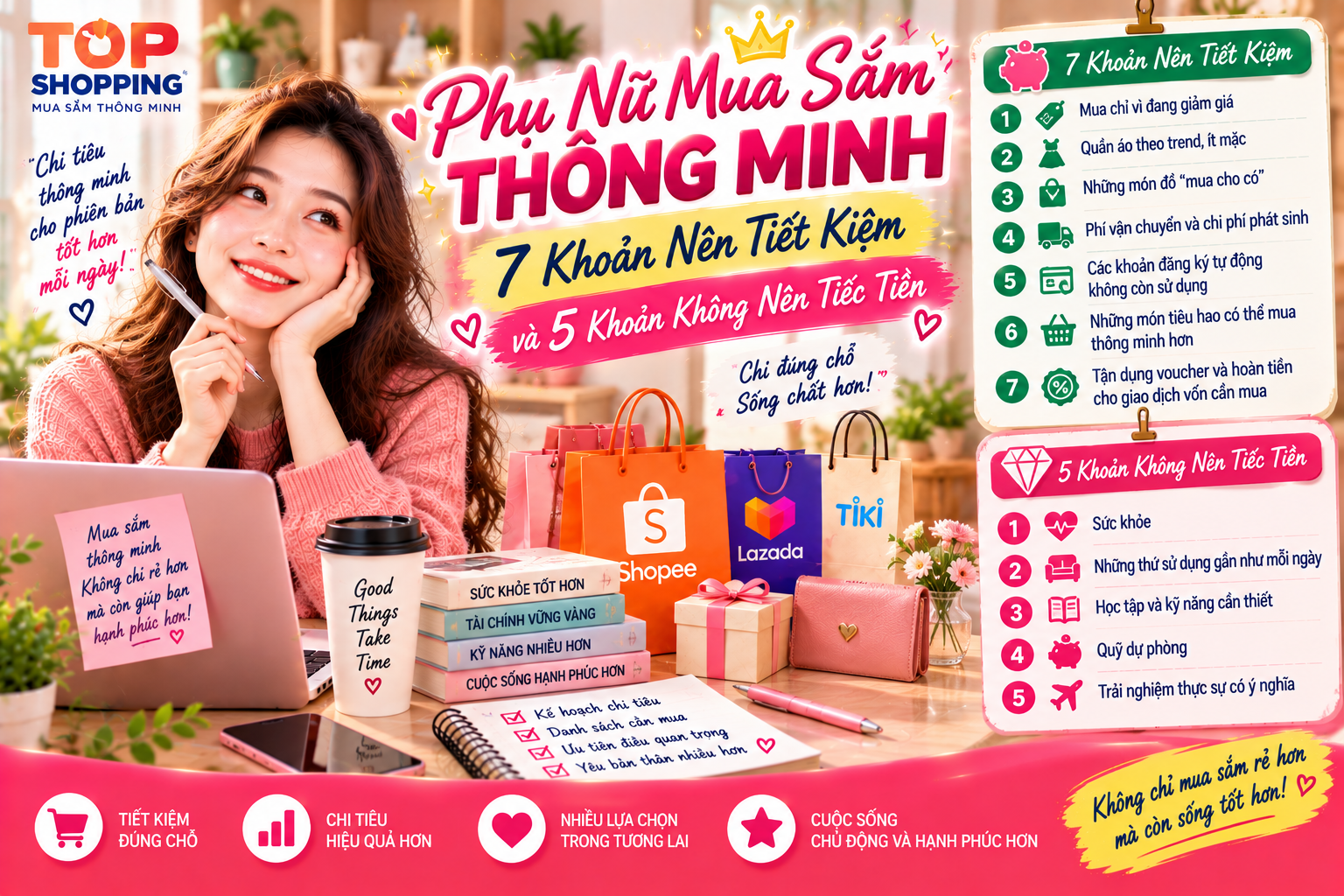 Phụ Nữ Mua Sắm Thông Minh: 7 Khoản Nên Tiết Kiệm Và 5 Khoản Không Nên Tiếc Tiền