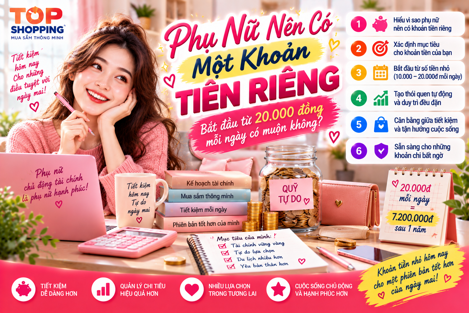 Phụ Nữ Nên Có Một Khoản Tiền Riêng: Bắt Đầu Từ 20.000 Đồng Mỗi Ngày Có Muộn Không?