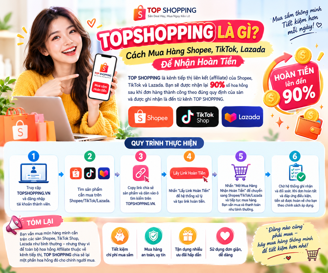 TOP SHOPPING Là Gì? Cách Mua Hàng Shopee, TikTok, Lazada Hoàn Tiền