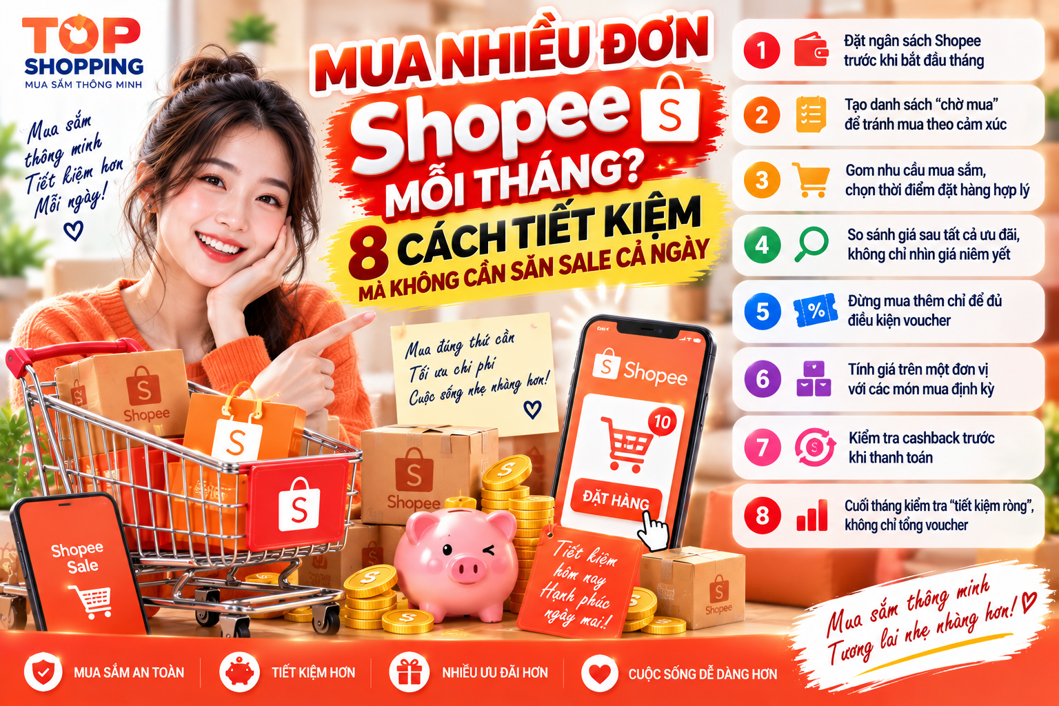 Mua Nhiều Đơn Shopee Mỗi Tháng? 8 Cách Tiết Kiệm Mà Không Cần Săn Sale Cả Ngày